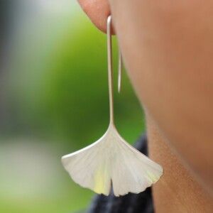 Boucles d'oreilles Ginkgo tige