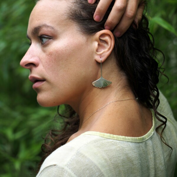 Boucles d'oreilles Ginkgo tige